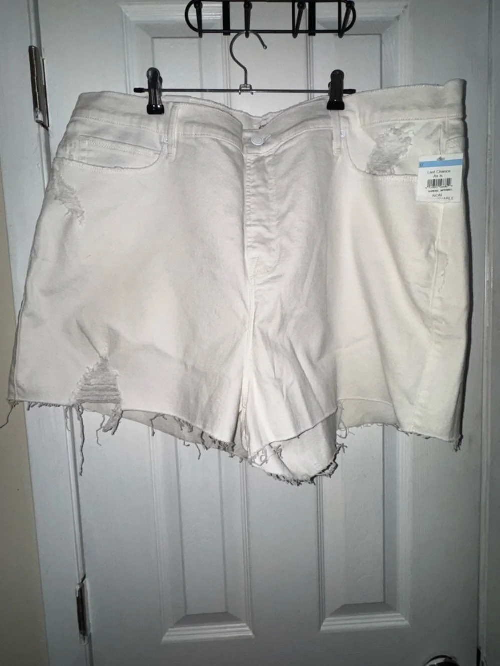 Good American White Distressed Denim Cutoff Shorts - Picture 1 of 5